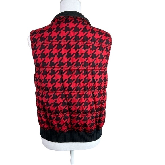 Liz Claiborne Puffer Vest Red & Black Herringbone zip front Size M - Picture 3 of 8